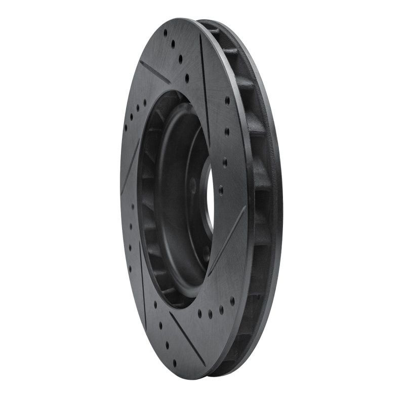 BMW M3 Brake Rotor (1) - Right Front - R1 Concepts - Drilled & Slotted - Black - `95-`02